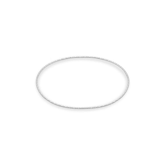 Diamond Cut Wire Bangle Bracelet 925 Sterling Silver 1.3mm Solid 64mm Inside