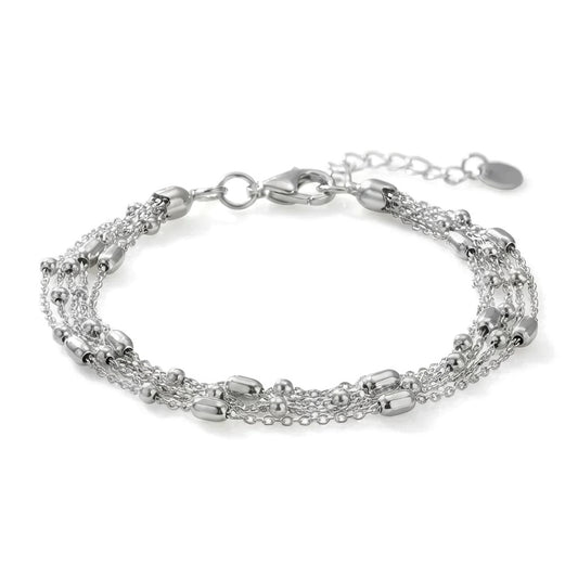 Stella Layers - Italian Rhodium Plated 5-Strand Satellite Bead Bracelet | 6.5" + 1" Extender