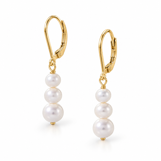 Graduated Freshwater Pearl Leverback Earrings 14/20 Gold Filled 35.5mm