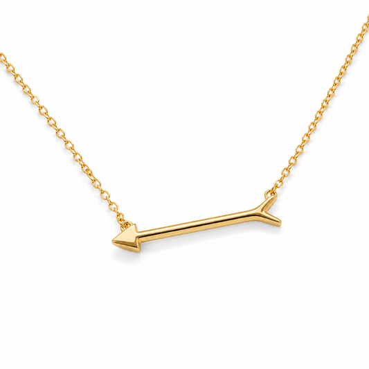 Arrow Necklace 14K Gold Plated 925 Sterling Silver 20mm Lobster Clasp 16+2in