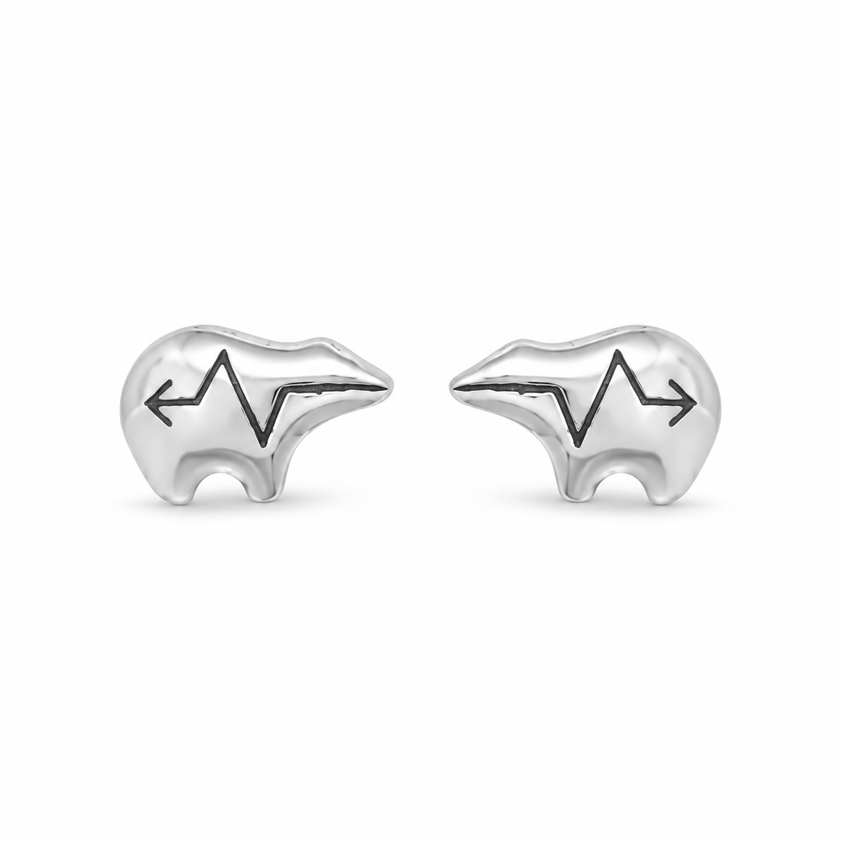 Heartline Bear Stud Earrings 925 Sterling Silver 11.9mm Made in USA