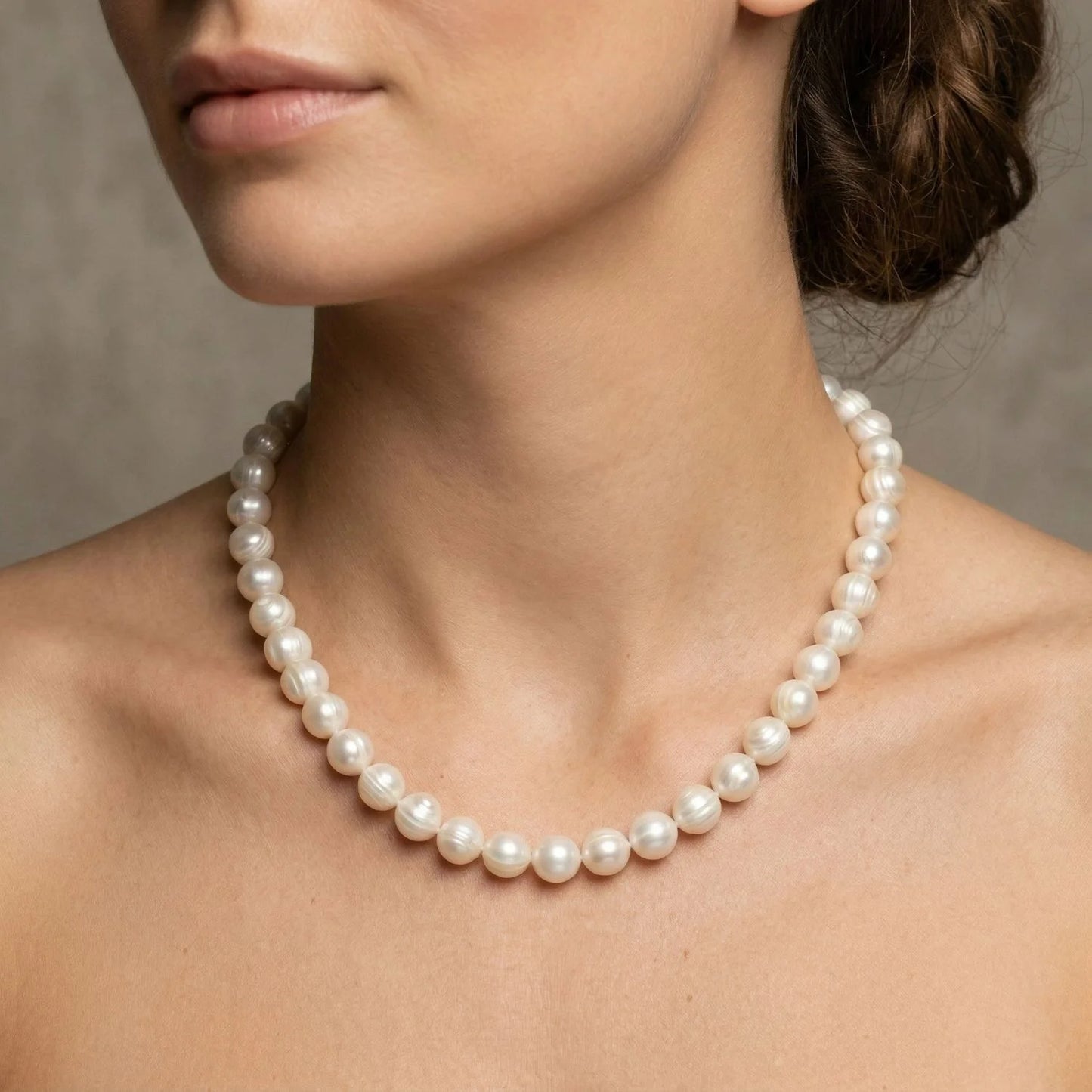 Cultured Freshwater Pearl Necklace 925 Sterling Silver 8mm 18+2 Inch