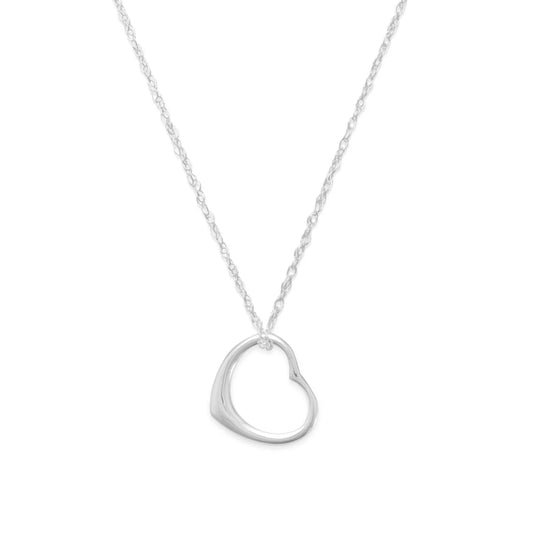 Floating Heart Pendant Necklace 925 Sterling Silver 15mm 18 Inch