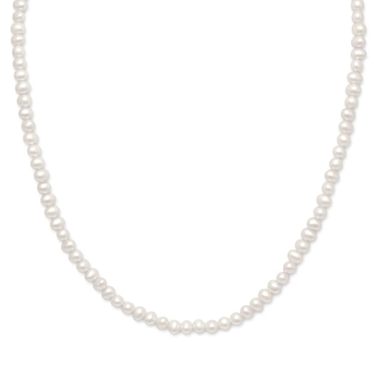Cultured Freshwater Pearl Necklace 925 Sterling Silver 4mm 15+2 Inch