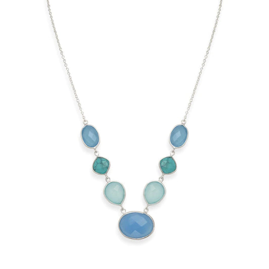 16" + 2" extension Stabilized Turquoise and Chalcedony Necklace