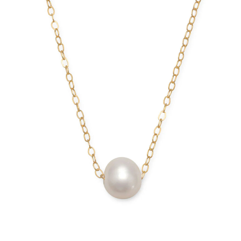 Floating Cultured Freshwater Pearl Necklace 14/20 Gold Filled 9mm 16+2 Inch