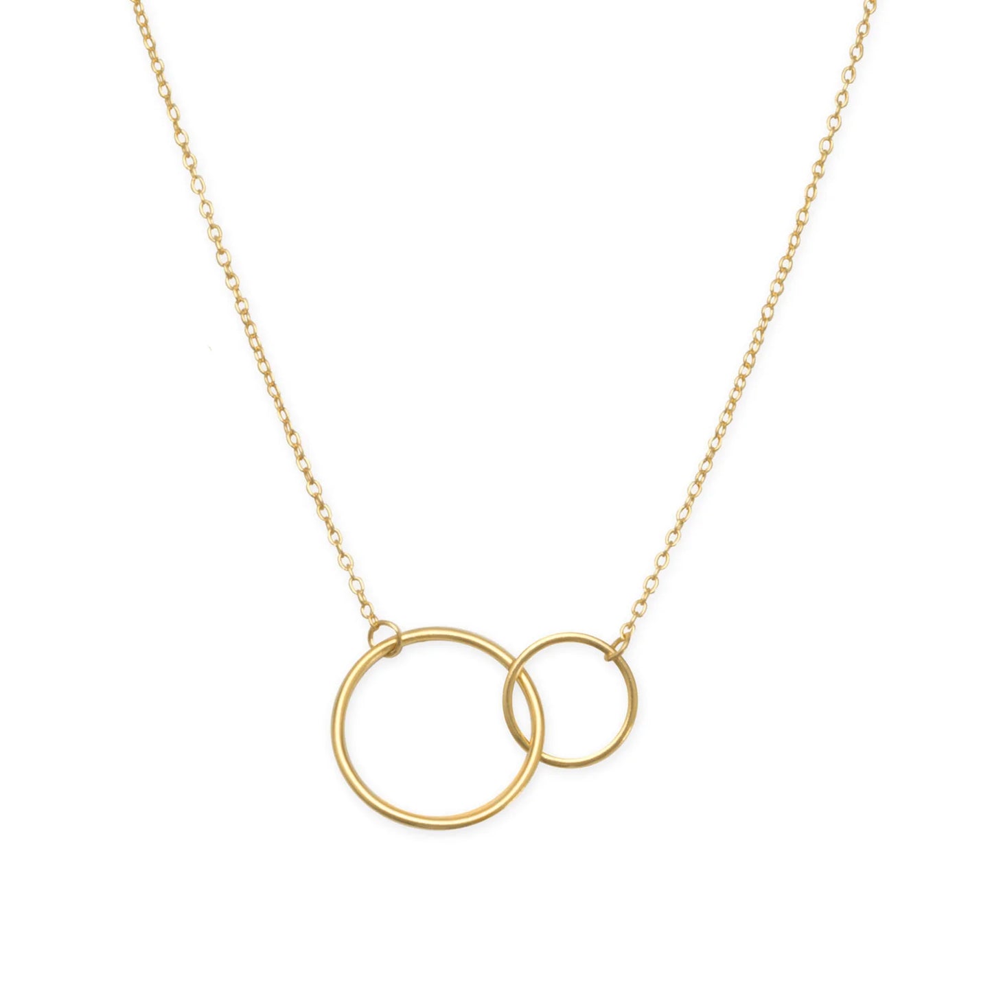 Circle Link Necklace 14K Gold Plated 925 Sterling Silver 10mm 16mm 16+2 Inch