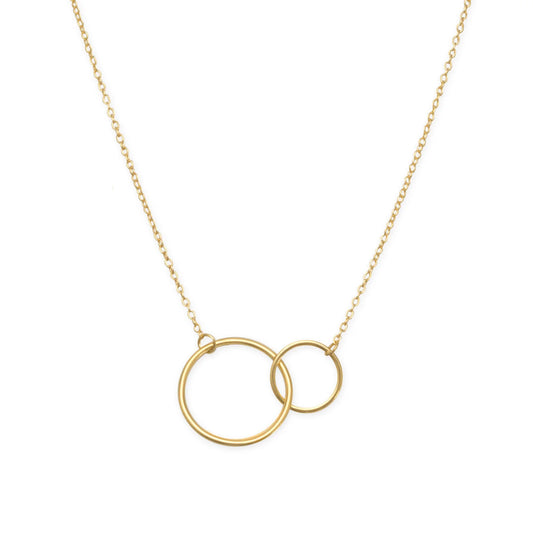Circle Link Necklace 14K Gold Plated 925 Sterling Silver 10mm 16mm 16+2 Inch