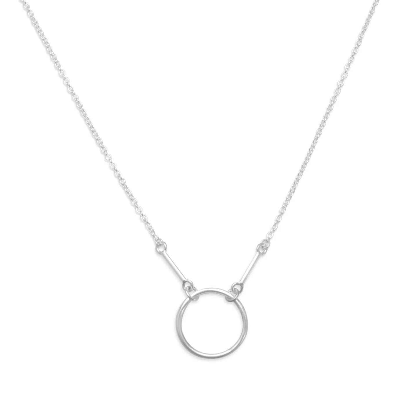 Circle Bar Drop Necklace 925 Sterling Silver Polished 11.5mm 16+2 Inch