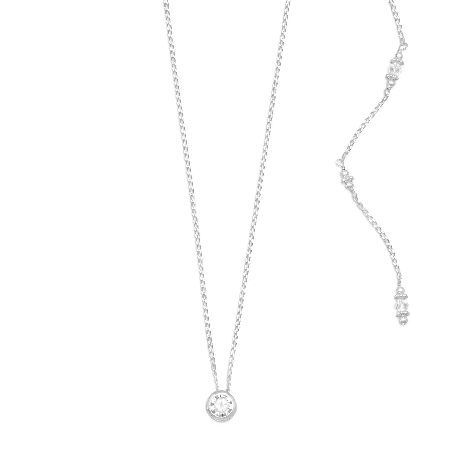 16" Elegant CZ and Crystal Back Drop Necklace