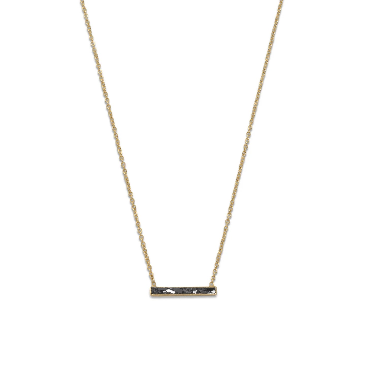 19" + 2" extension 14 Karat Gold Plated Diamond Chip Necklace