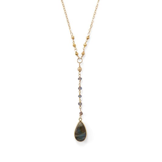 Labradorite Gold Pyrite Drop Necklace 14/20 Gold Filled 925 Silver 16in