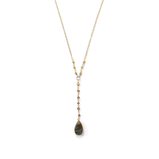 16" 14 Karat Gold Plated Labradorite Drop Necklace