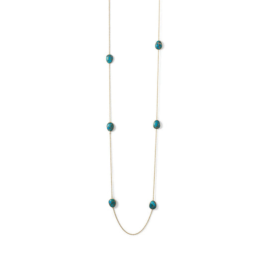 36" 14 Karat Gold Plated Turquoise Stone Endless Necklace