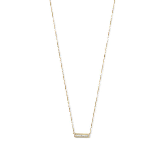 16" + 2" extension 14 Karat Gold Plated Mini CZ Bar Necklace