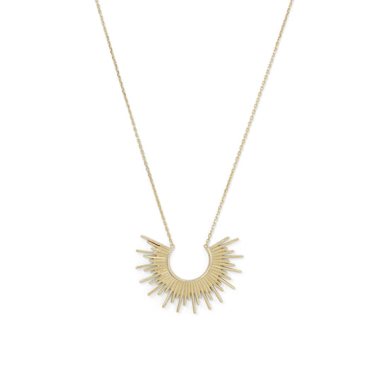 16" + 2" extension 14 Karat Gold Plated Sunburst Necklace