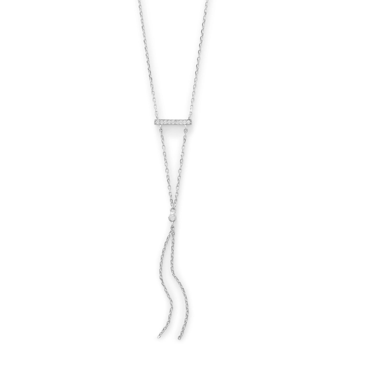 16" + 2" extension Rhodium Plated Bar Necklace