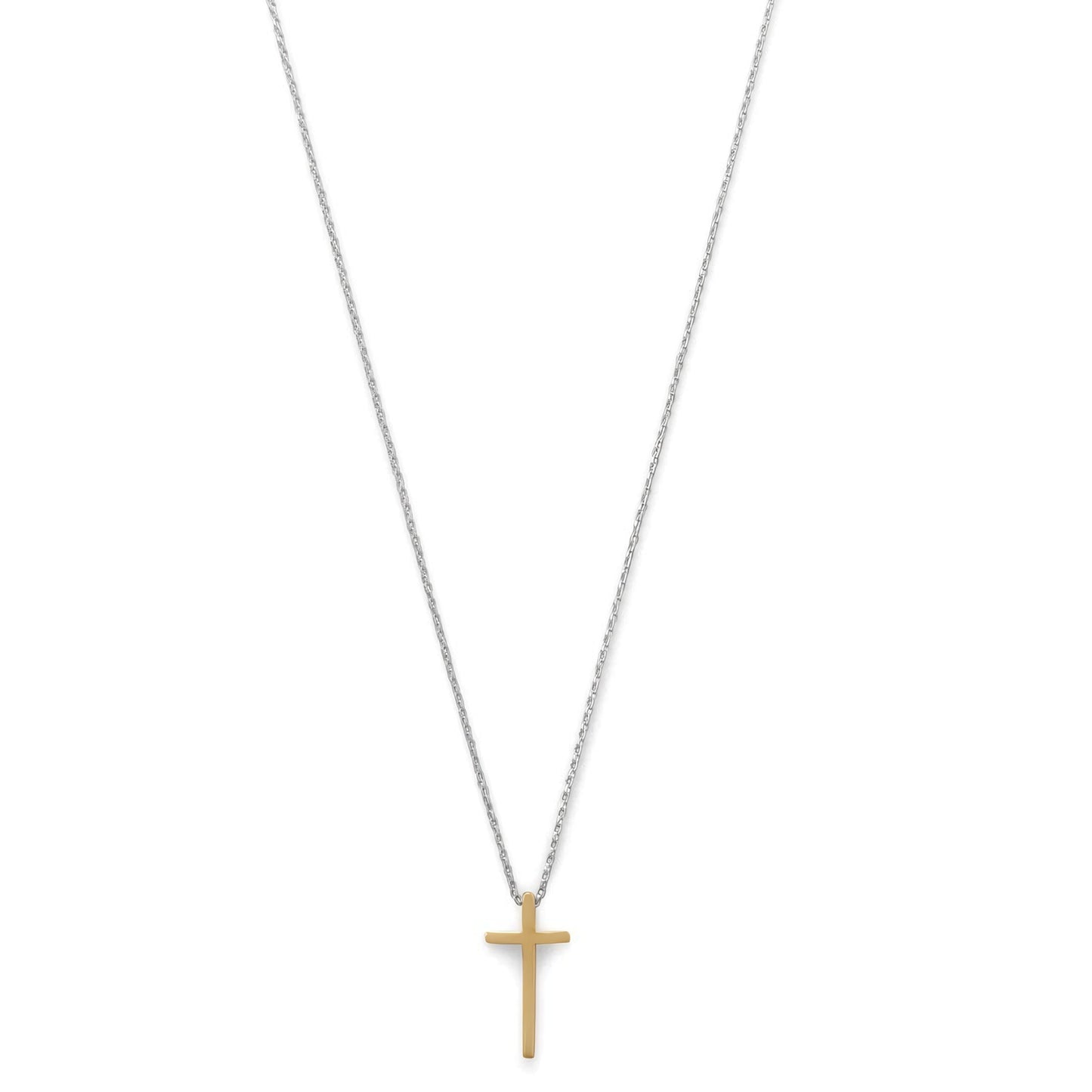 Two Tone Cross Necklace Rhodium 14K Gold 925 Sterling Silver 10.7x20.9mm Italy