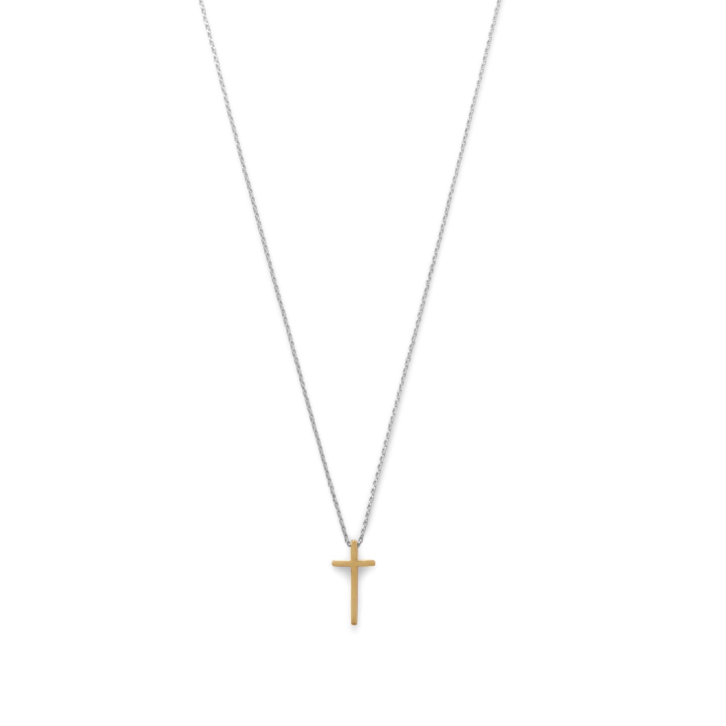 16" Two Tone Cross Necklace