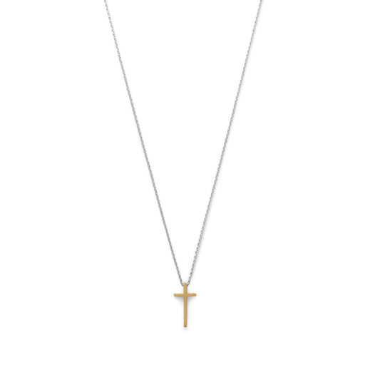 16" Two Tone Cross Necklace