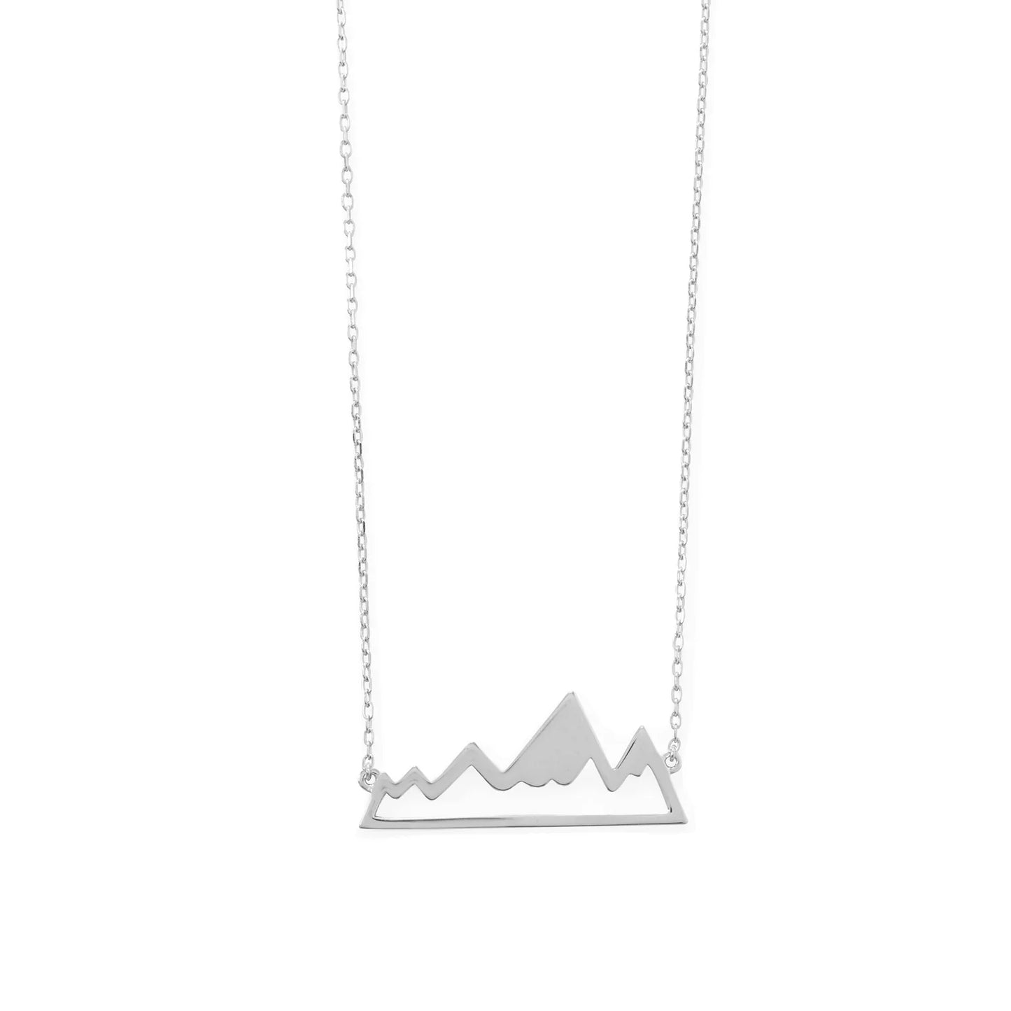 16" + 2" extension Rhodium Plated Mountain Range Necklace