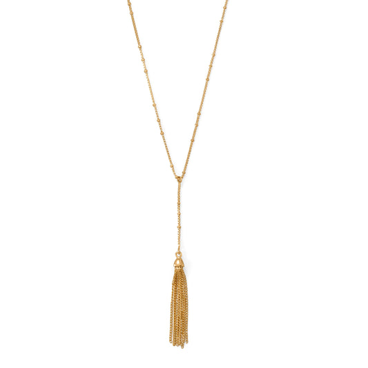 18"+2 14 Karat Gold Plated Tassel Necklace