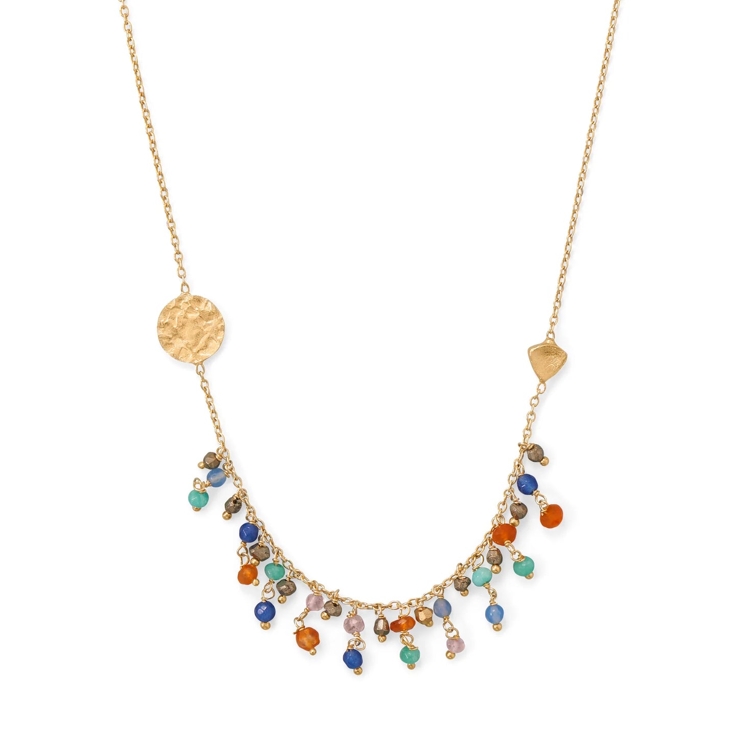 16.5"+2 14 Karat Gold Plated Multi-Stone Necklace