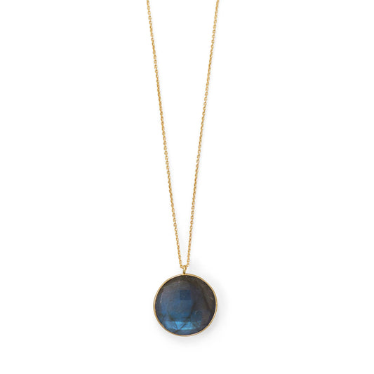 20"+2 14 Karat Gold Plated Round Labradorite Necklace