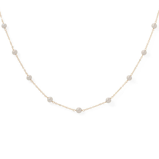 16" Gold Filled 9 Cultured Freshwater Pearl Necklace