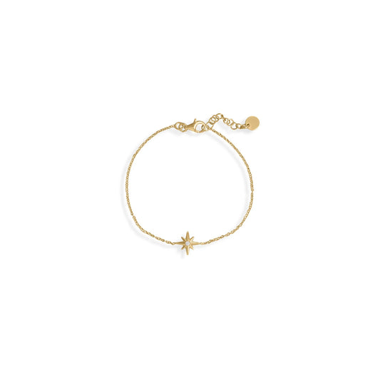 6.5"+1" CZ Star Bracelet - 14K Gold Plated