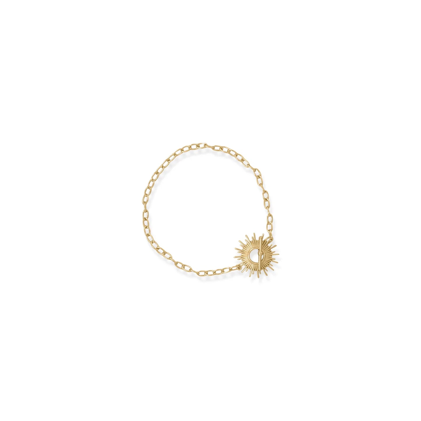 Shine With a 7.5" Sunburst Toggle Bracelet Plated in 14 Karat Gold