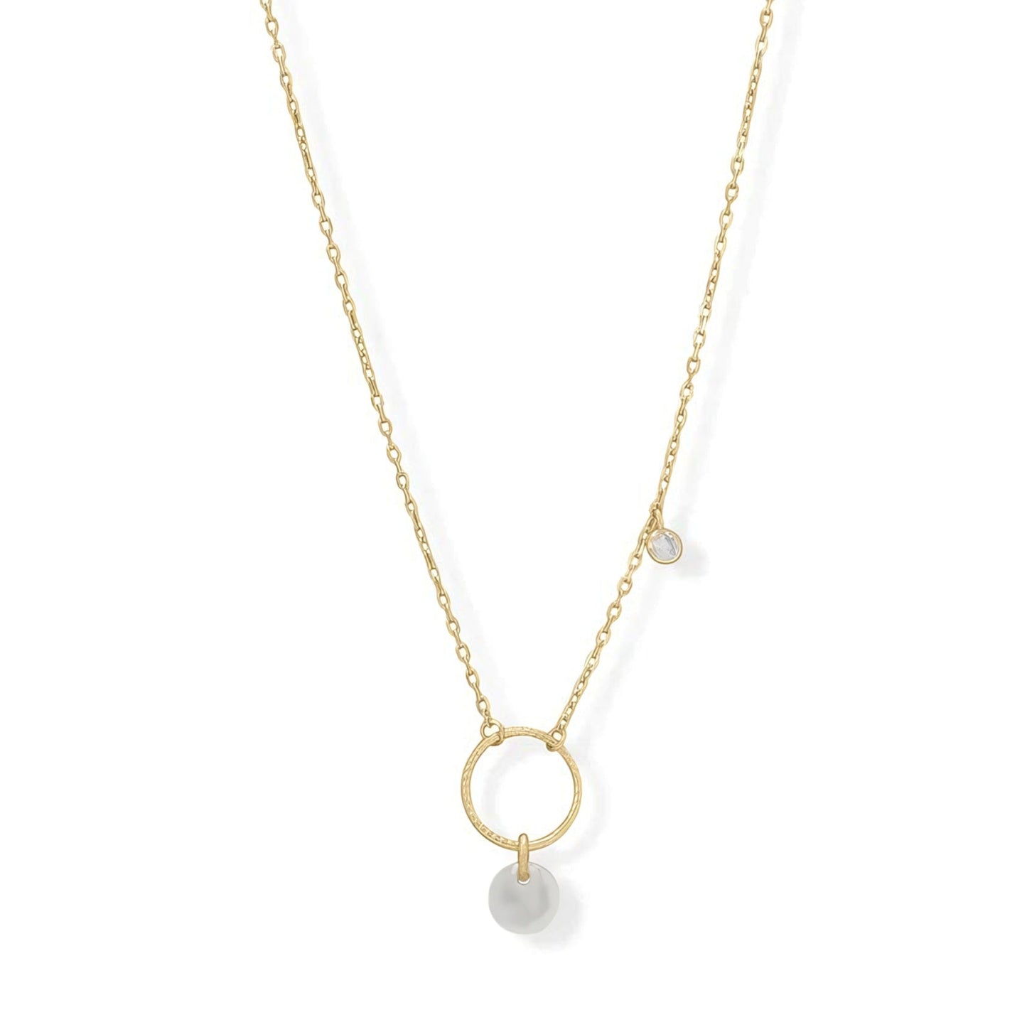 Sterling Silver Rainbow Moonstone and CZ Charm Necklace, 16 Inch Chain with 2 Inch Extender, Gold Plated, Faceted Stone Drop