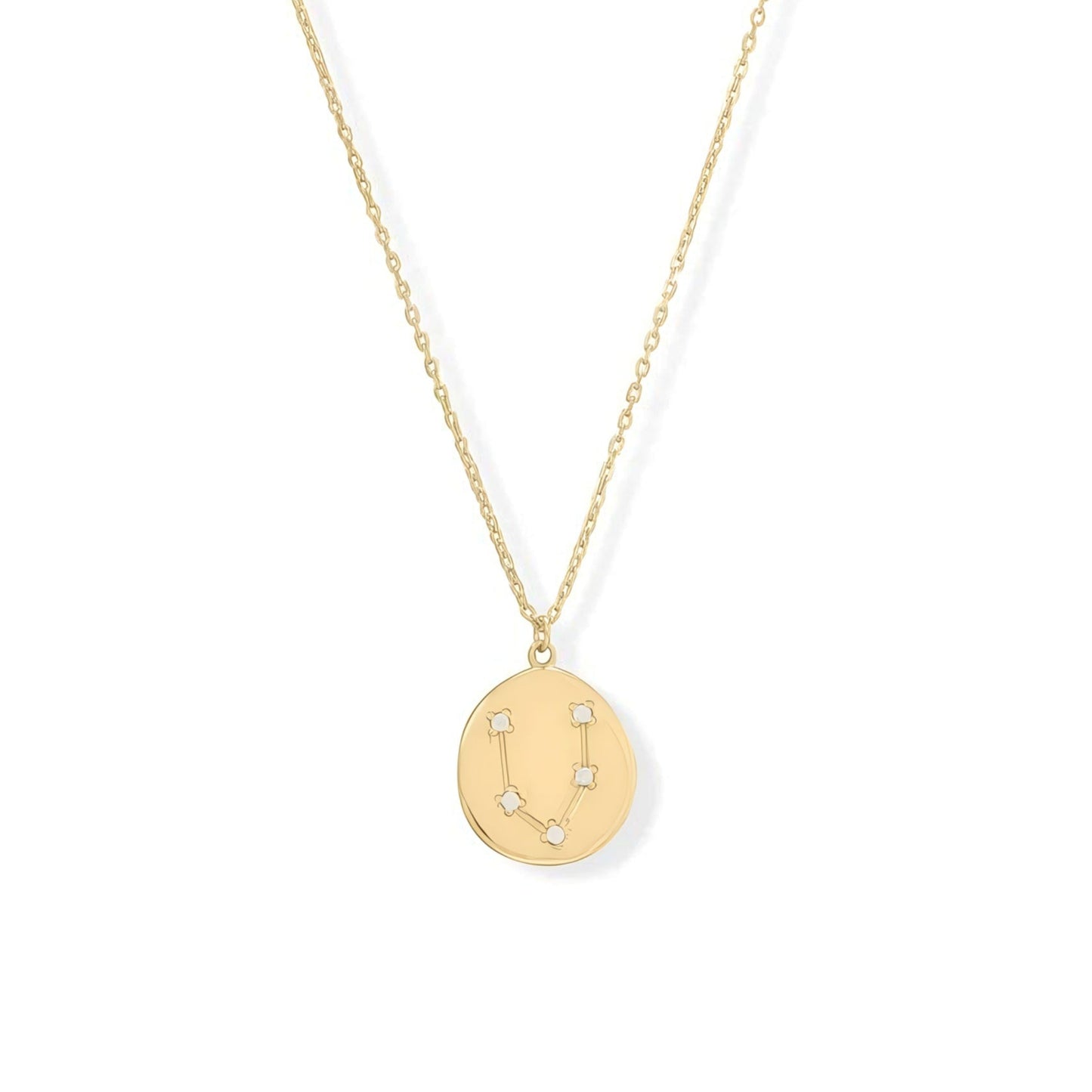 Pisces Zodiac Constellation Necklace, 16 Inch Chain with 2 Inch Extension, Celestial Astrology Coin Pendant