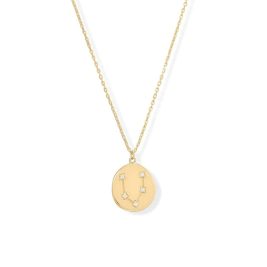 Pisces Zodiac Constellation Necklace, 16 Inch Chain with 2 Inch Extension, Celestial Astrology Coin Pendant