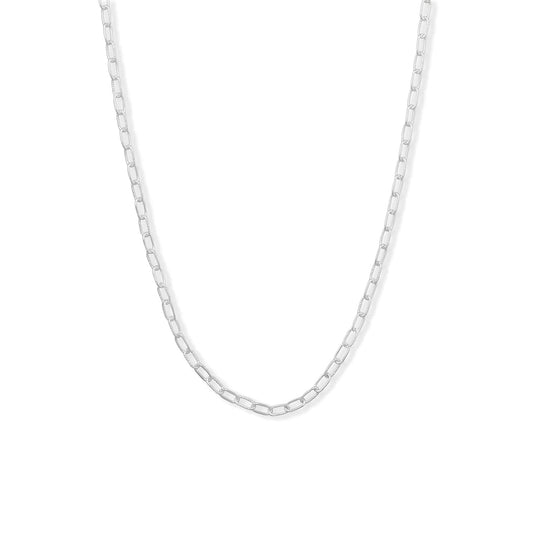 Paperclip Chain Necklace 925 Sterling Silver Smooth Textured 5mm 18in