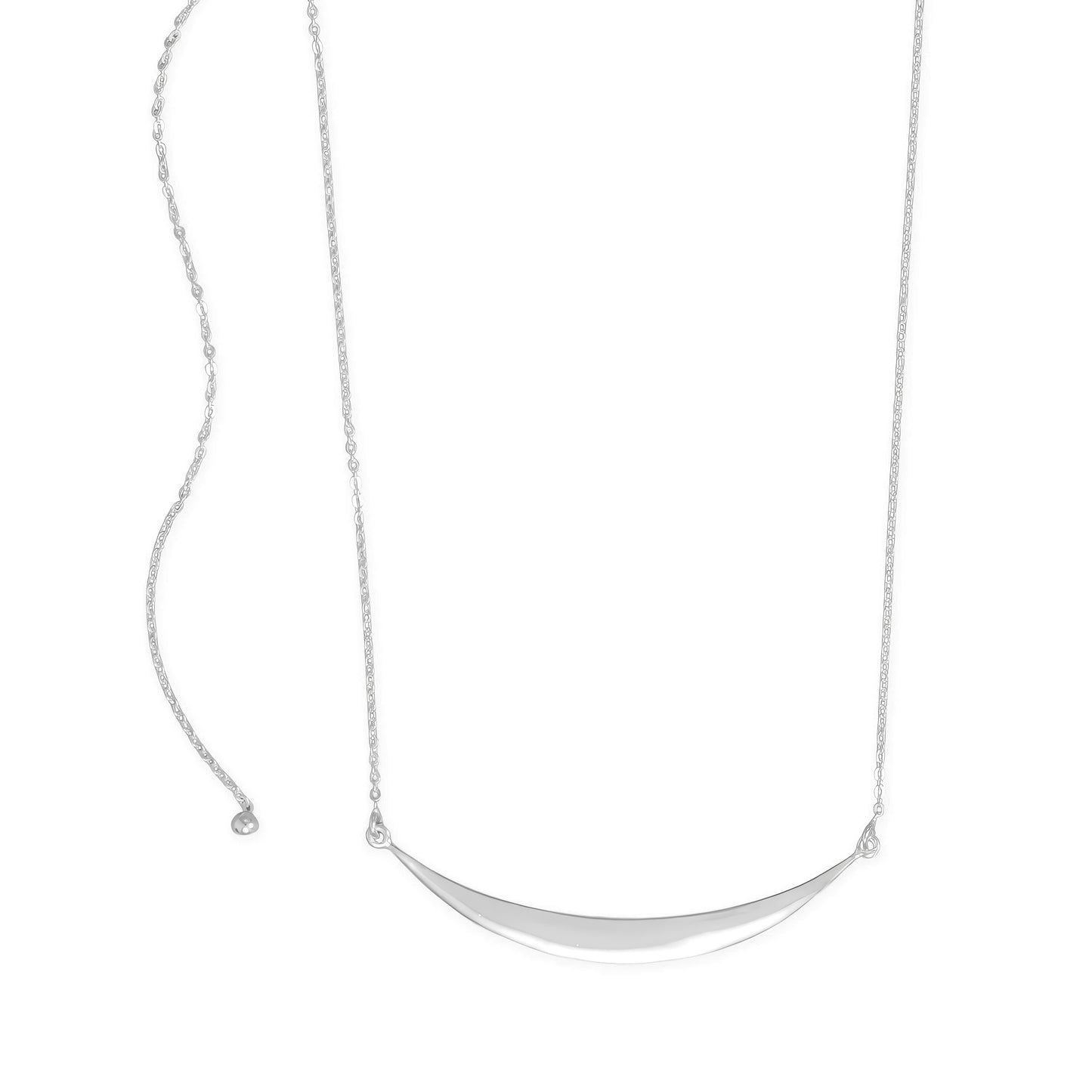 Crescent Necklace 925 Sterling Silver 50mm Adjustable Up To 19.5 Inch