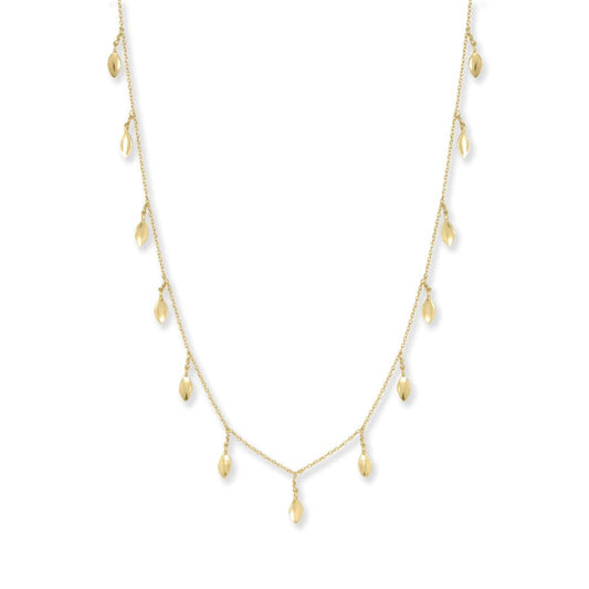 26" + 1" + 1" 14 Karat Gold Plated Dancing Leaf Necklace