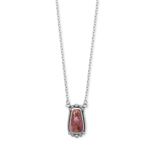 Pink Spiny Oyster Necklace Oxidized 925 Silver 14mm Rope Bead 18+2