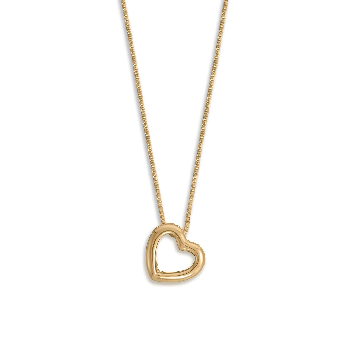 14 Karat Gold Plated Sterling Silver Floating Heart Pendant Necklace with CZ Pave, 16 Inch + 2 Inch Chain