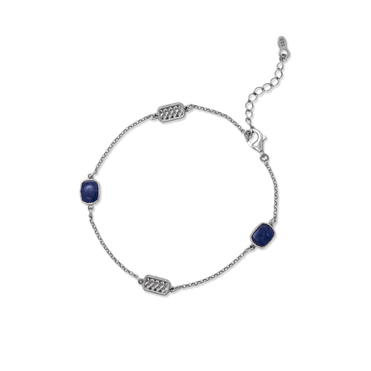 7" + 1"  Bracelet with Sodalite and Woven Design Accent