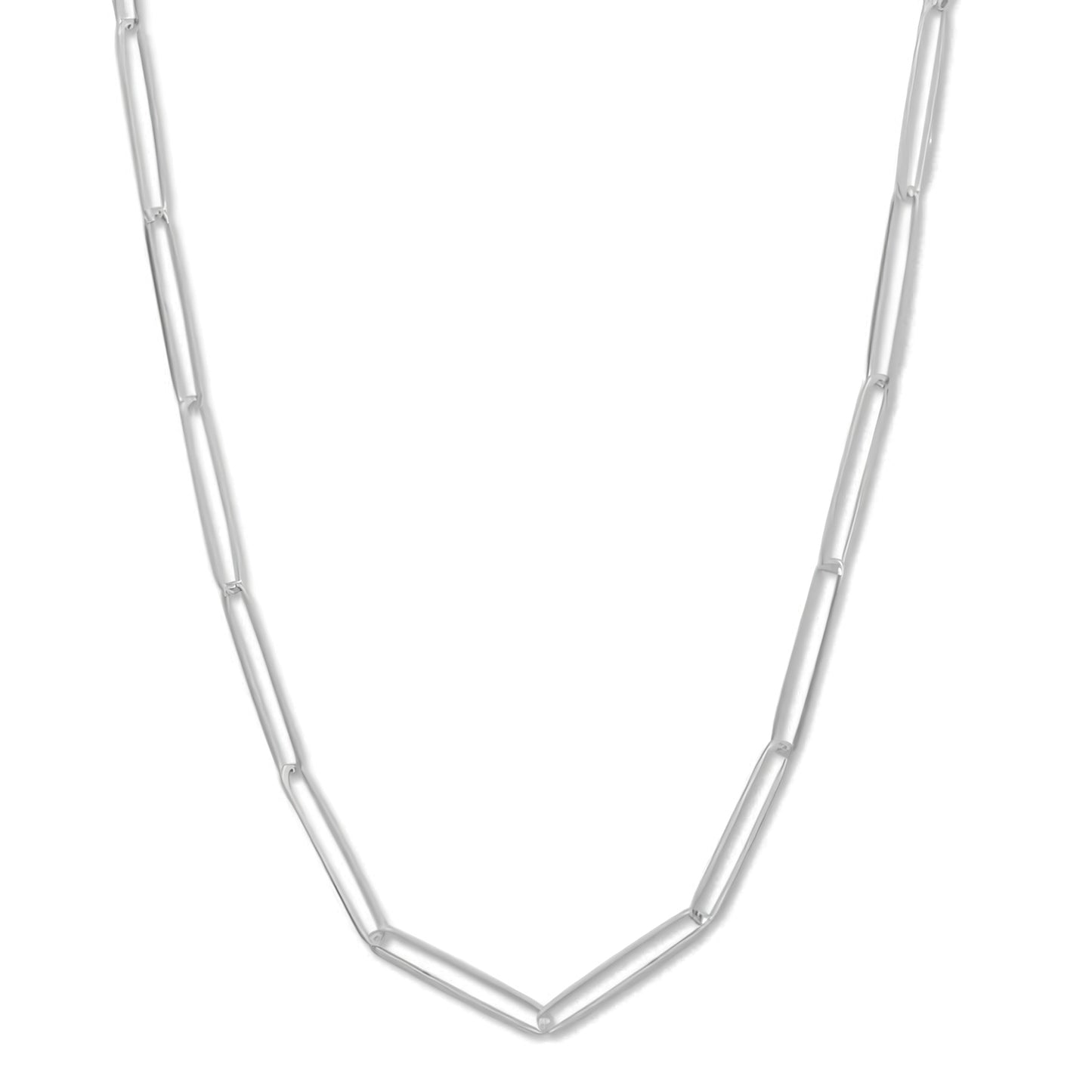 Sterling Silver Elongated Paperclip Chain Necklace, 30 Inch Italian Made, 24.8mm x 4.3mm Links, Lobster Clasp Closure