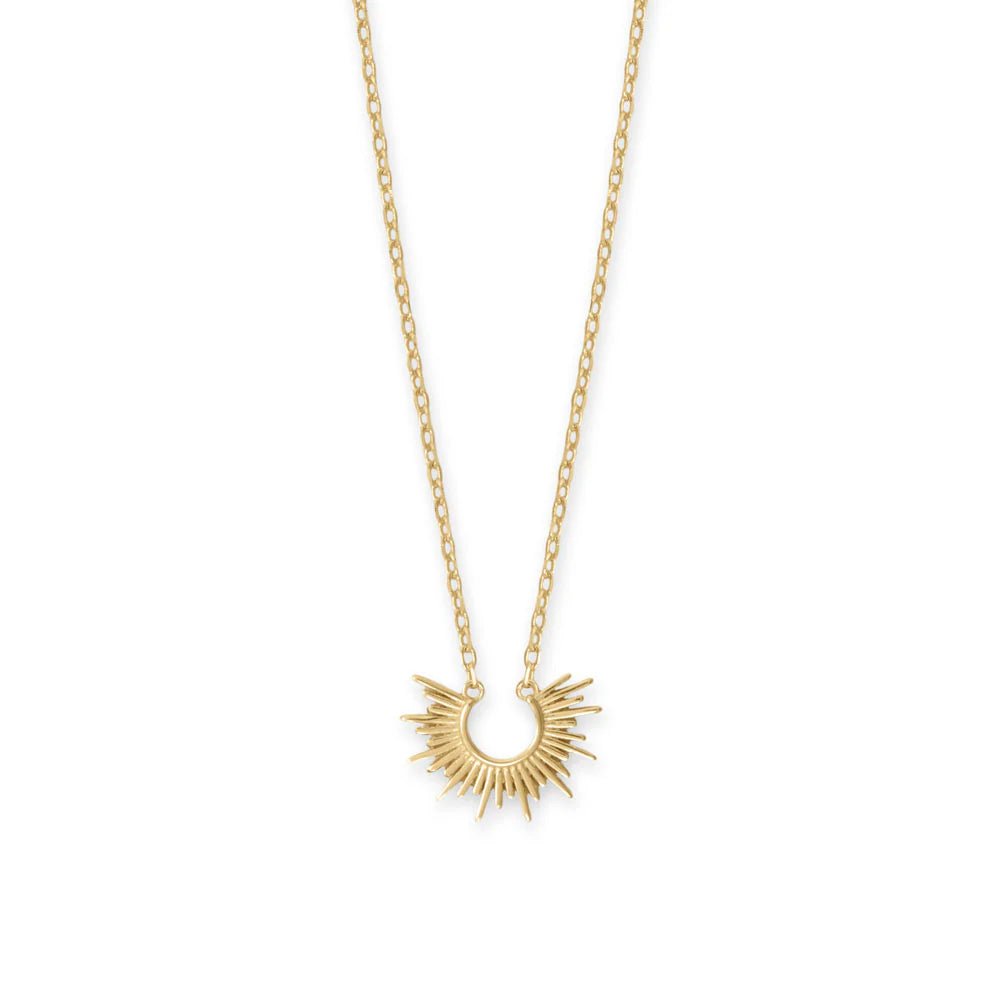 16" + 2" 14K Gold Plated Sunburst Necklace