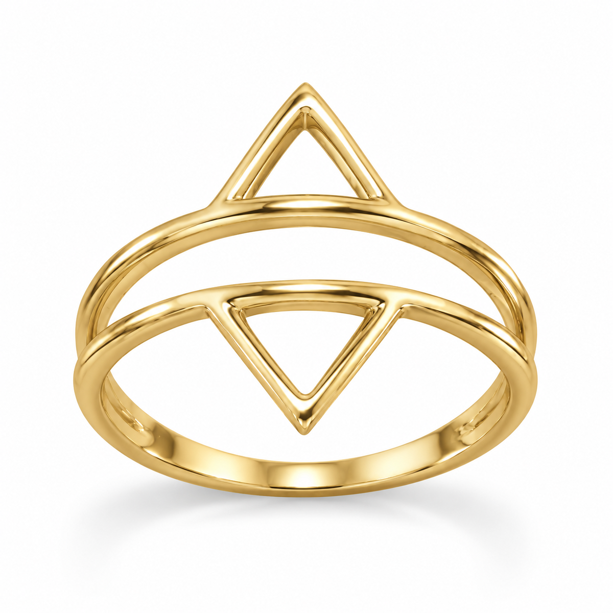 14K Gold Plated Double Triangle Ring 925 Silver Split Band 17.5mm Sizes 5-9