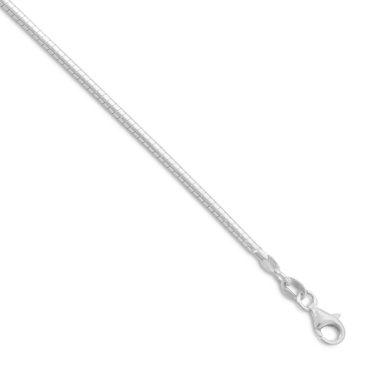 Round Omega Necklace 925 Sterling Silver Lobster Clasp Italy 2mm
