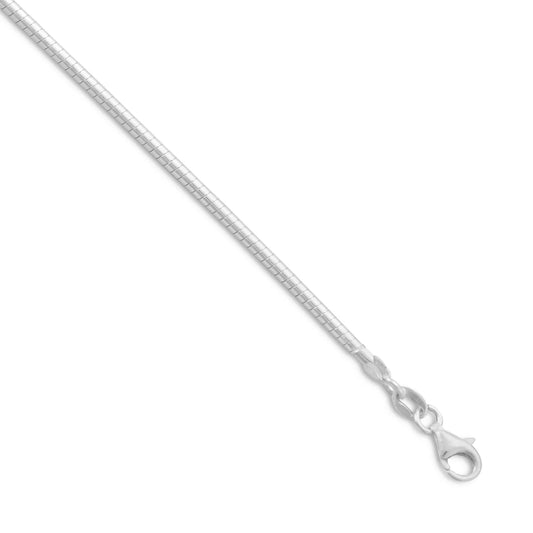 Round Omega Necklace 925 Sterling Silver Lobster Clasp Italy 2mm