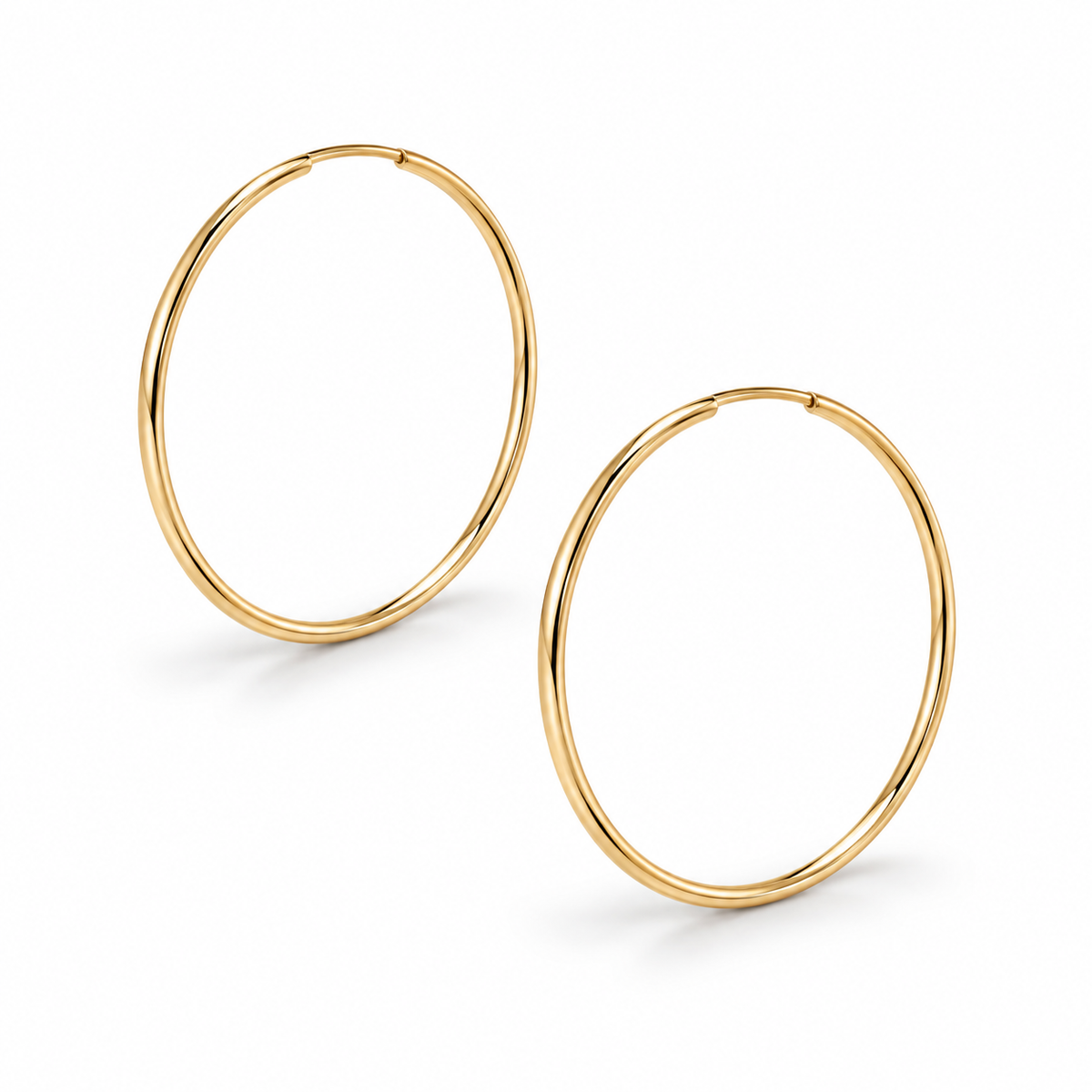 14/20 Gold Filled 38mm Endless Hoop Earrings 1.25mm Wide Minimalist