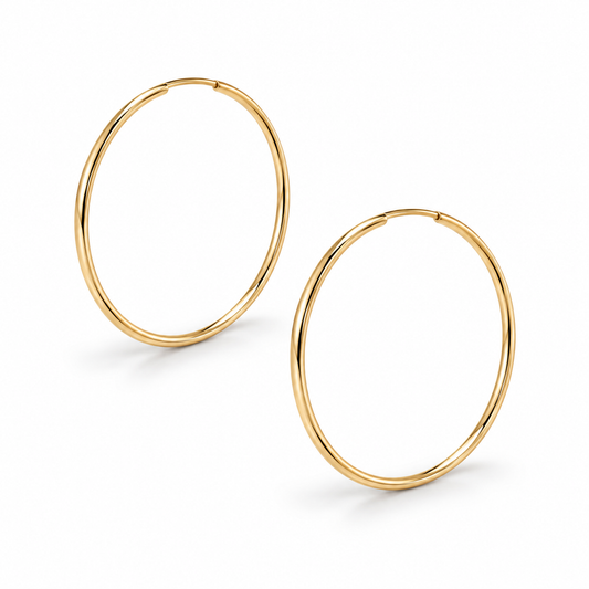 14/20 Gold Filled 38mm Endless Hoop Earrings 1.25mm Wide Minimalist