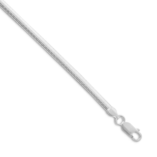 Domed Omega Necklace 925 Sterling Silver Lobster Clasp Italy 3mm