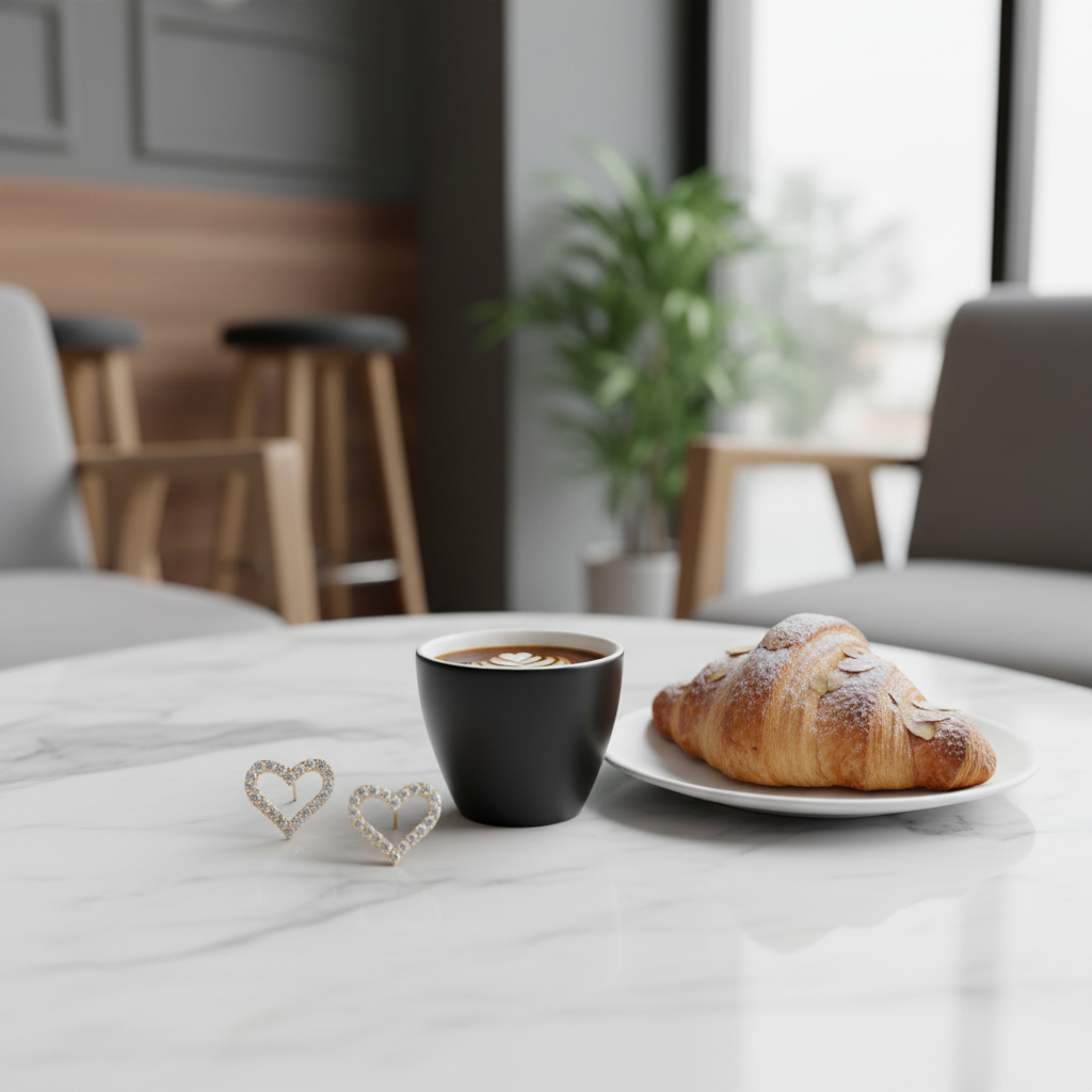 咖啡桌場景 3 - 大理石桌面與甜點