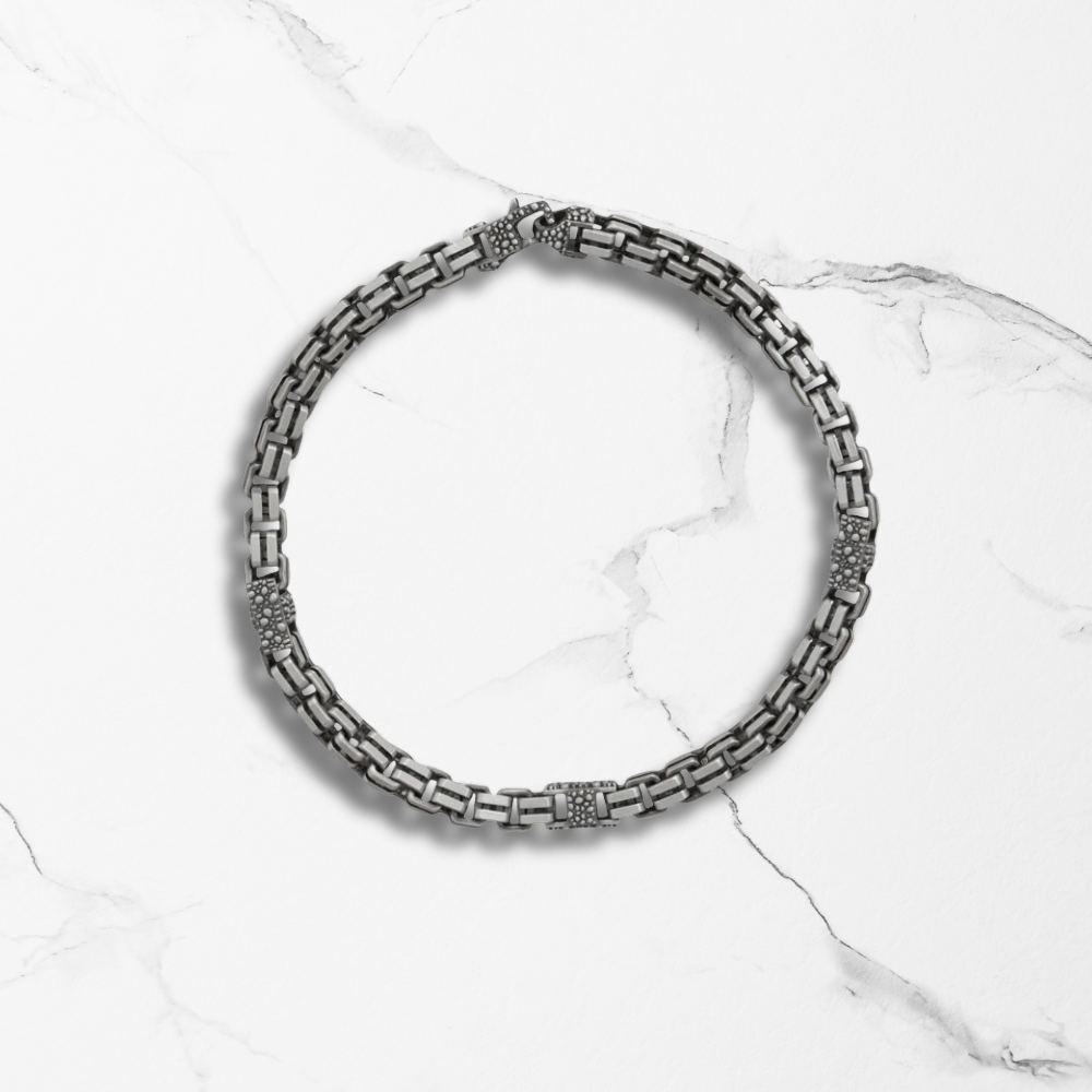 Modern Edge Bracelet - Black Ruthenium Box Chain | Italian Crafted